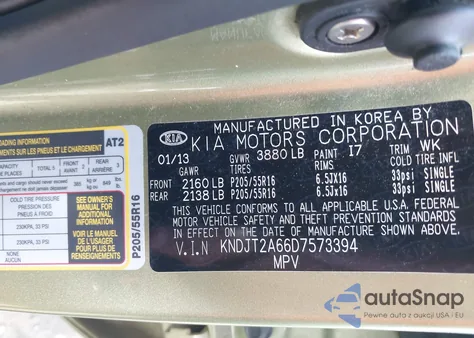 2013 Kia Soul + из США, поврежденный, VIN KNDJT2A66D7573394